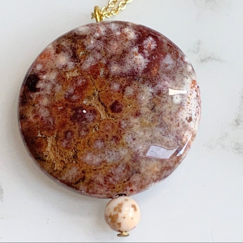 Handcrafted Ocean Jasper Gemstone Pendant Necklace